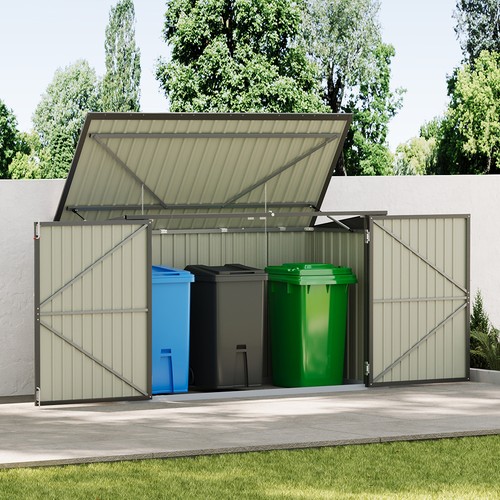 Metal triple wheelie bin - metal,